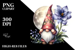 Cute GNOME with Lobelia PNG Product Image 2