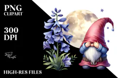 Cute GNOME with Lobelia PNG Product Image 2
