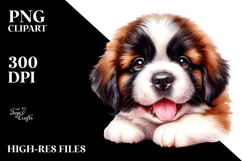 Happy Saint Bernard in Watercolor PNG Product Image 2
