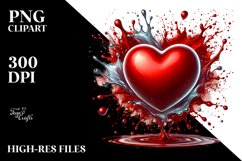 Glossy Heart on Splashy Background PNG Product Image 2