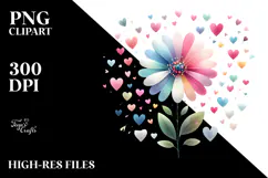 Colorful Boho Flower with Heart Petals PNG Product Image 2