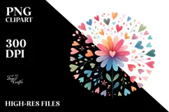 Colorful Boho Flower with Heart Petals PNG Product Image 2