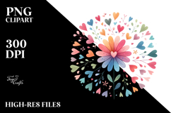 Colorful Boho Flower with Heart Petals PNG Product Image 2