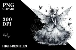 Washed Watercolor Gothic Fairy PNG Product Image 2