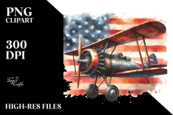 Vintage Biplane with USA Flag Product Image 2