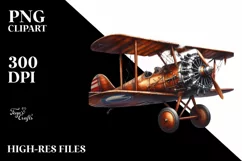 Rusted Biplane USA Flag | Clipart Product Image 1