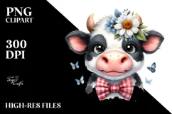 Funny Cow with Bow Tie, Transparent PNG Product Image 2