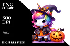 Halloween Baby Unicorn Drawing Clipart Product Image 2