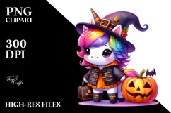 Halloween Baby Unicorn Drawing Clipart Product Image 1