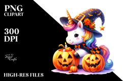 Halloween Baby Unicorn Drawing Clipart Product Image 2