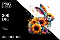 Abstract Bunny with Sunflower Body, PNG Product Image 1