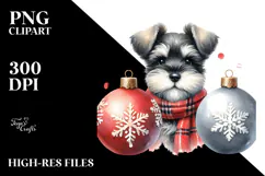 Cute Christmas Miniature Schnauzer, High-Res PNG Product Image 2