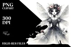 Whimsical Gothic Fairy Illustration, Transparent PNG Product Image 2