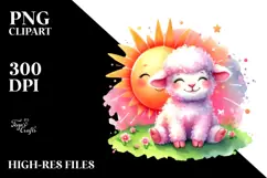 Colorful Baby Lamb on Smiling Sun PNG Product Image 2