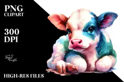 Watercolor Cute Baby Cow | Sublimation | Clipart Product Image 2