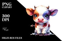 Watercolor Cute Baby Cow | Sublimation | Clipart Product Image 2