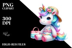 Colorful Baby Unicorn with Beachwear, PNG Product Image 1