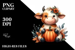 Funny Cow Pumpkin Sitting | Sublimation Clipart Product Image 3