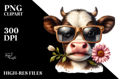 Funny Cow with Sunglasses PNG Product Image 2
