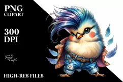 Funny Bird Model with Jeans, Transparent PNG Product Image 1