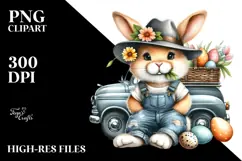 Goofy Bunny with Vintage Hat and Flower PNG Product Image 2