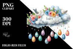 Colorful Cloud with Easter Eggs PNG Product Image 2