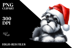 Watercolor Miniature Schnauzer with Santa Hat Product Image 2