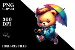 Running Baby Bear with Cool Haircut PNG Product Image 3