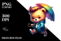 Running Baby Bear with Cool Haircut PNG Product Image 2