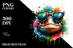 Colorful Turtle with Paint-like Colors | Clipart Product Image 1