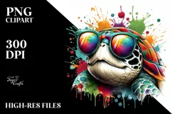 Colorful Turtle with Paint-like Colors | Clipart Product Image 1