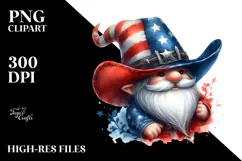 Detailed Patriotic Cowboy Gnome Clipart Product Image 2