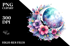 Abstract Moon Flowers Clipart Product Image 2