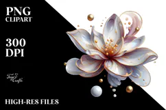 Abstract -Like Magnolia with Golden Insertions, PNG Product Image 2