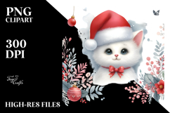 Vibrant Cat with Santa Hat, High-Res PNG Product Image 2