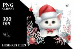 Vibrant Cat with Santa Hat, High-Res PNG Product Image 3