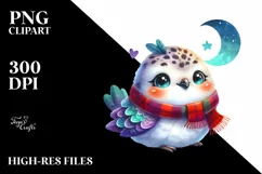 Colorful Smiling Baby Ptarmigan with Moon | Sublimation | Product Image 3
