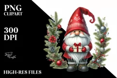 Detailed Watercolor Christmas Gnome Product Image 3