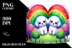 Cute Bichon Frise Rainbow Trees PNG Product Image 2