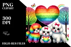 Cute Bichon Frise Rainbow Trees PNG Product Image 2