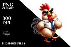 Sassy Chicken with Bow Tie, Playful PNG Product Image 2