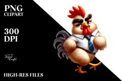 Sassy Chicken with Bow Tie, Playful PNG Product Image 2