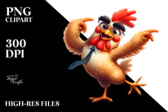 Sassy Chicken with Bow Tie, Playful PNG Product Image 2