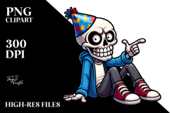 Goofy Sugar Skull with Party Hat, Trending PNG Product Image 2