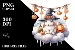 Spooky Night Rabbit on Cloud PNG Product Image 2
