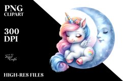Baby Unicorn Moon | Sublimation | Clipart Product Image 1