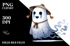 Funny Phantom Watercolor on White Background PNG Product Image 2