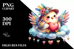 Colorful Chicken with Heart PNG Product Image 2
