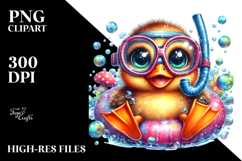 Vibrant Cute Baby Duck in Snorkel PNG Product Image 2