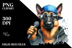 Sublimation German Shepherd Hip Hop Singer Clipart Product Image 3